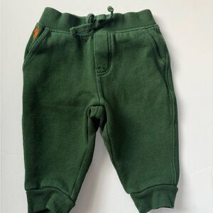 Ralph Lauren Baby Dark Green Joggers with Orange Logo 6 Months